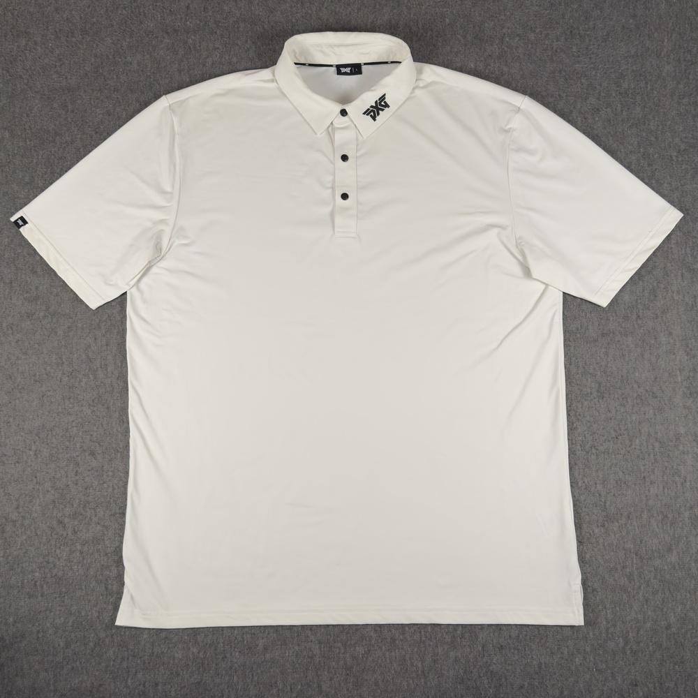 PXG BP Signature Polo Shirt Mens Large White Golf Performance Stretch Knit
